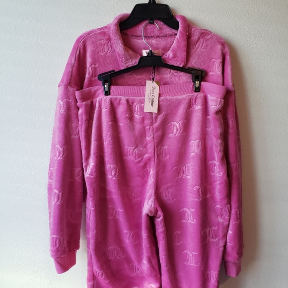 Juicy Couture Soft Velour Set Top and Pants Pink Pajama Set Women XL - Picture 2 of 13